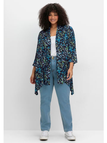 sheego Longbluse in tiefblau-bedruckt