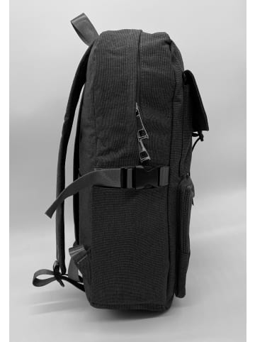 EGOMAXX Basic Backpack Stoff Rucksack Uni Daypack Nadelstreifen Design in Dunkelgrau