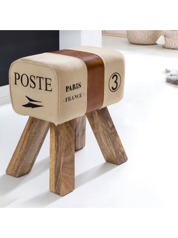 KADIMA DESIGN Retro Sitzhocker, Holzbeine, belastbar bis 120 kg, Landhaus-Optik