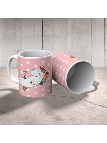 Mr. & Mrs. Panda Becher Einhorn Blümchentail ohne Spruch in Rot Pastell