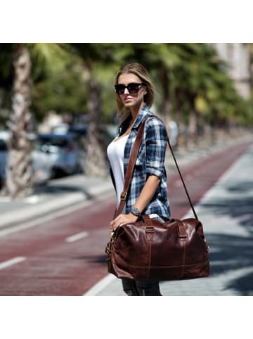 SID & VAIN Leder-Reisetasche YALE Weekender groß Handgepäck echt Leder in braun