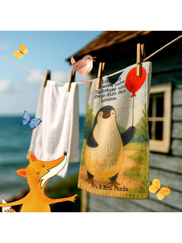 Mr. & Mrs. Panda Kinderhandtuch Pinguin Luftballon Design mit Sp... in Weiß