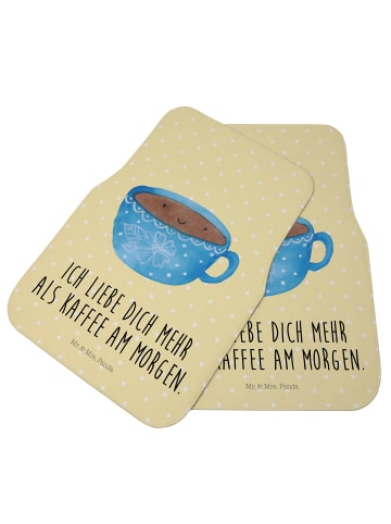 Mr. & Mrs. Panda Fußmatte Fürs Auto Kaffee Tasse mit Spruch in Gelb Pastell