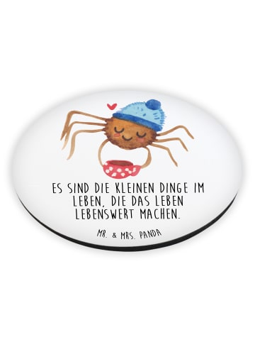 Mr. & Mrs. Panda Rund Magnet Spinne Agathe Kaffee mit Spruch in Weiß