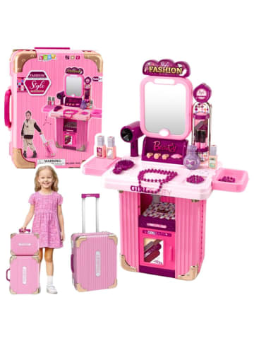 Wisam Schminktisch-Make-up-Set im Koffer, Zubehör 2 in 1, Rosa