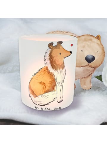 Mr. & Mrs. Panda Glas Windlicht Langhaar Collie Moment ohne Spruch in Transparent
