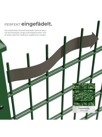 tectake Sichtschutzstreifen  leichte Montage, inklusive Befestigungsclips, grünes Laub