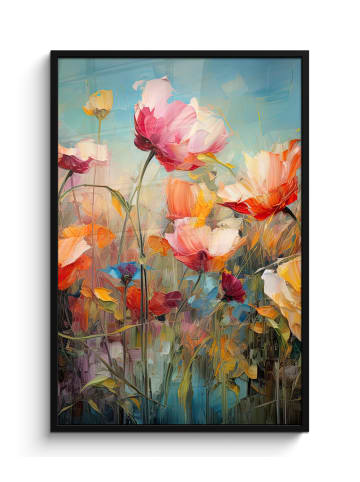 MuchoWow Poster mit Leiste Bunte Blumen