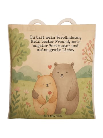 Mr. & Mrs. Panda Tote Bag Bären Liebe Design mit Spruch in Weiß