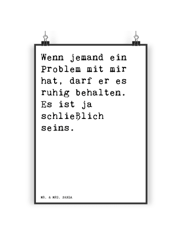 Mr. & Mrs. Panda Poster Wenn jemand ein Problem... mit Spruch in Weiß