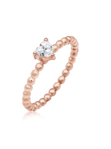 Elli Ring 925 Sterling Silber Herz, Verlobungsring in Rosegold