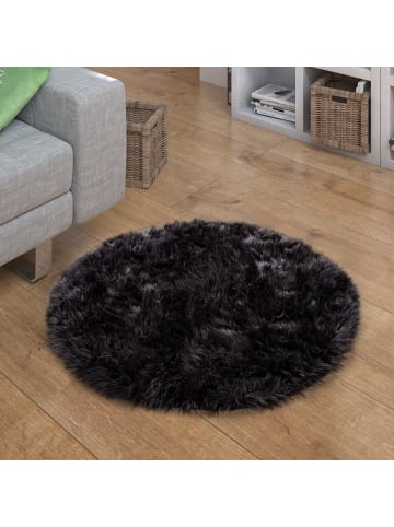 KADIMA DESIGN Hochflor Teppich Shaggy waschmaschinenwaschbar Einfarbig in Schwarz