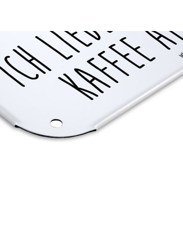 Mr. & Mrs. Panda Blechschild Kaffee Tasse mit Spruch in Weiß