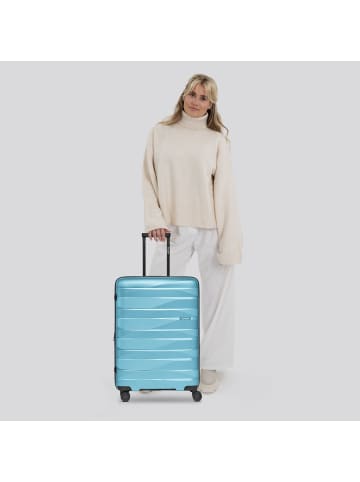 Bergpfeil Travel 4-Rollen Trolley M 66 cm mit Dehnfalte in glacier blue metallic