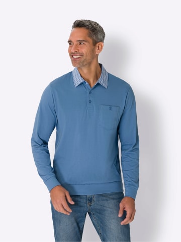 Sieh an! Langarm-Poloshirt in mittelblau