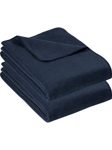 Erwin Müller Baumwolle Wohndecke 2er-Pack in marine