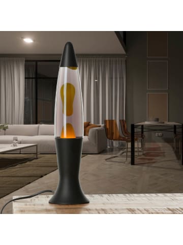 Licht-Erlebnisse Lavalampe EEK G (B)10.5 x (L)10.5 x (H)40 cm in Schwarz-Matt Grau Gelb