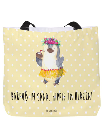 Mr. & Mrs. Panda Strandtasche Sommer Hippie mit Spruch in Gelb Pastell