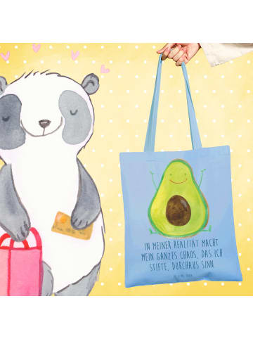 Mr. & Mrs. Panda Tragetasche Avocado Glücklich mit Spruch in Sky Blue