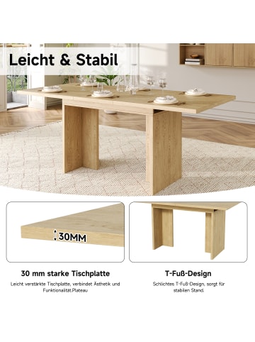 ABRIHOME Ausziehbarer Esstisch Für 6-8 Personen in Eichenfarben, 140-180 x 80 cm