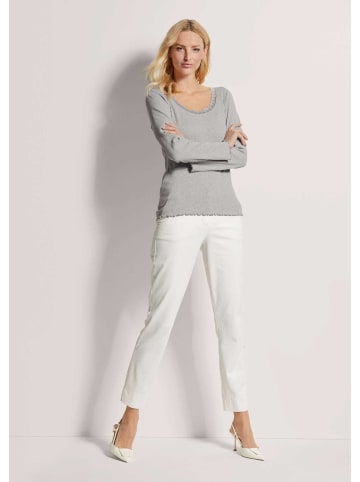 MADELEINE Rippen-Shirt mit Spitze in steingrau / wollweiß / melange