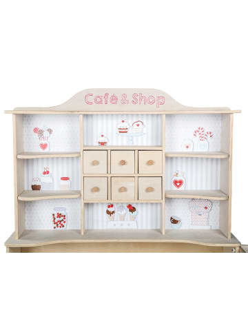 roba Kaufladen Café & Shop aus Holz mit Zubehör, Kasse, 6 Schubladen & Theke