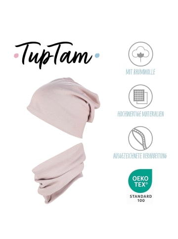 TupTam Unisex Kinder Beanie Mütze Schlauchschal Set in rosa