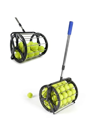 relaxdays Tennisball Sammler in Schwarz/ Silber - (B)29 x (H)106 x (T)27 cm