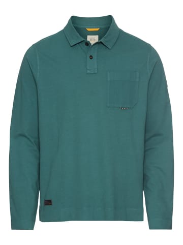 Camel Active Langarm Poloshirt aus reiner Baumwolle in Dunkelgrün