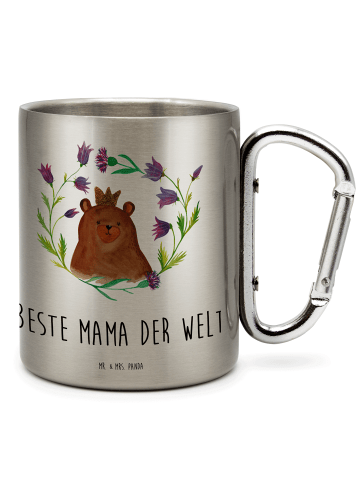 Mr. & Mrs. Panda Edelstahl-Thermobecher Bär Königin mit Spruch in Silber