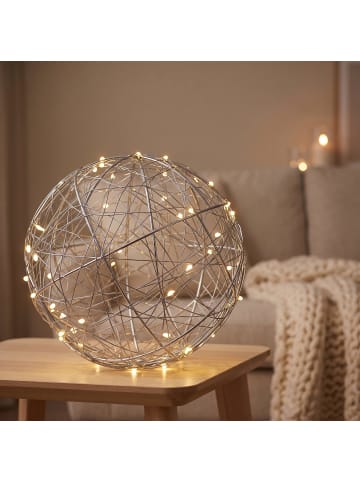 relaxdays LED Dekokugel in Silber - Ø 30 cm