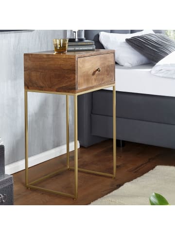 KADIMA DESIGN Nachttisch Mango Massivholz / Metall 40x75,5x35 cm Nachtschrank