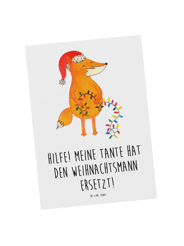 Mr. & Mrs. Panda Postkarte Tante Weihnachten mit Spruch in Weiß