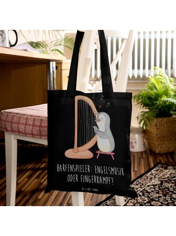 Mr. & Mrs. Panda Tote Bag Harfe Melodien mit Spruch in Schwarz