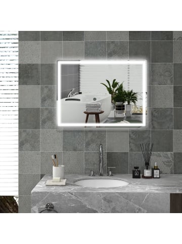 HOMCOM Badezimmerspiegel-80L x 60B x 4H cm-Silber
