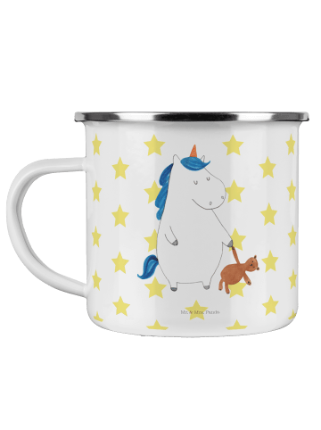 Mr. & Mrs. Panda Camping Emaille Tasse Einhorn Teddy ohne Spruch in Weiß