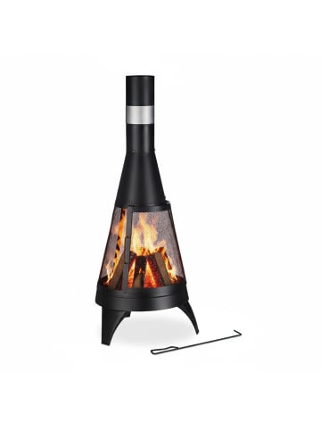 relaxdays Terrassenofen in Schwarz - (H)120 x Ø 47 cm