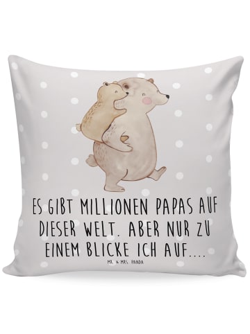 Mr. & Mrs. Panda Zierkissen Papa Bär mit Spruch in Grau Pastell