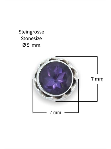 mantraroma 925er Silber - Ohrstecker (L) 7 x (B) 7 mm mit Amethyst facettiert