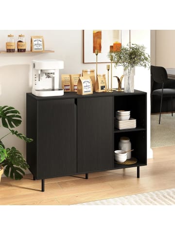 COSTWAY Sideboard 106 x 38 x 80 cm in Schwarz