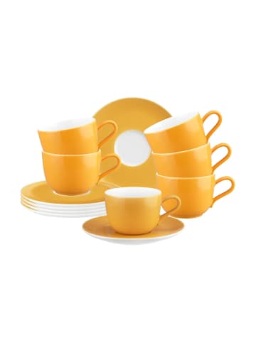 Seltmann Weiden 6er Set Kaffeetassen mit Untertassen Liberty Pure Colors 260 ml in Mango Orange