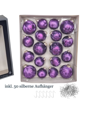 JACK 18 tlg. Set Glas Eislack Weihnachtsbaumkugeln in Lila