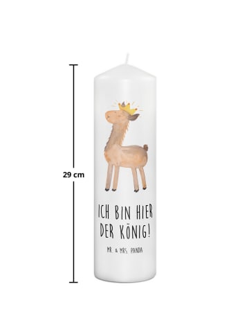 Mr. & Mrs. Panda Kerze Lama König mit Spruch in Weiß