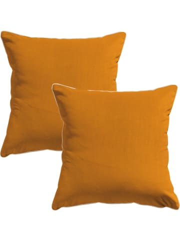 Erwin Müller Nicky-Velours, Samt Kissenhülle 2er-Pack Manchester in orange