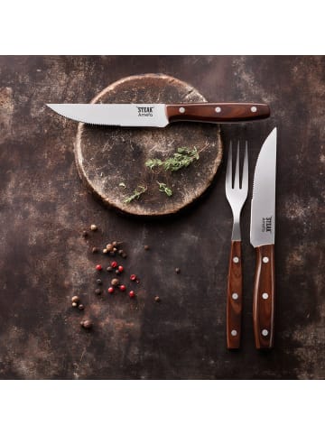 Amefa Steakmesser Set PORTERHOUSE in holz hochglanzpoliert