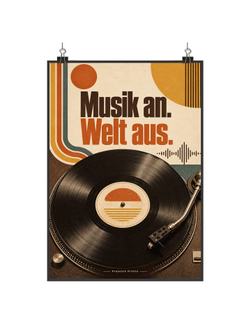 Poster Schallplatte nostalgisch Design mit Spruch in Weiß