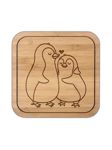 Mr. & Mrs. Panda Glasuntersetzer Pinguine Einschlafen ohne Spruch in Transparent