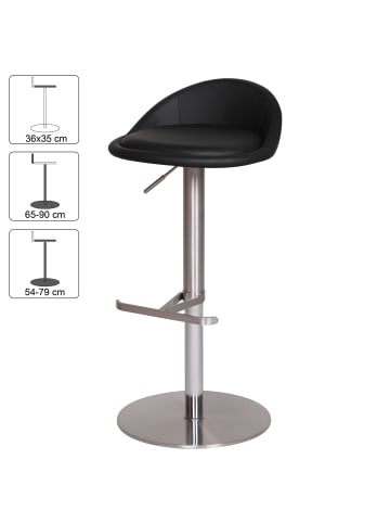 KADIMA DESIGN Barhocker WL1.281 Edelstahl höhenverstellbare Sitzhöhe 54-79 in Schwarz