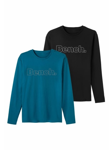 Bench Langarmshirt in petrol, schwarz
