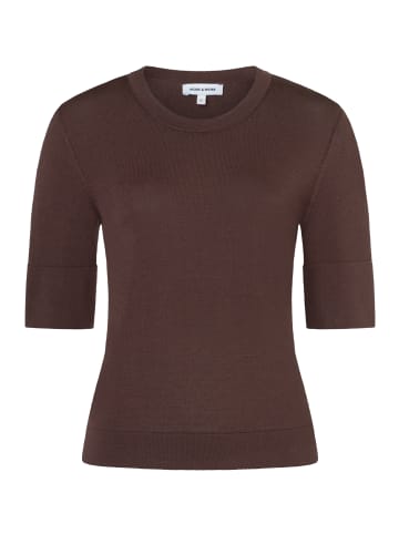 More & More figurbetonter Halbarmpullover in chocolate